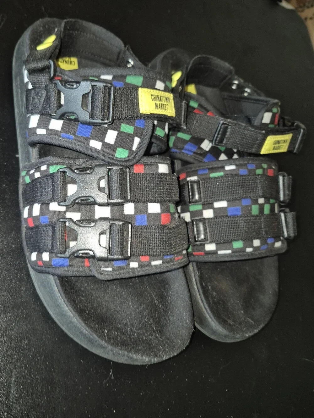 Mens Puma Chinatown Market x Leadcat 'Black Blazing Yellow' Wild Sandals Size 11
